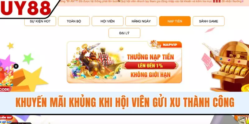 Khuyến mãi khủng khi hội viên gửi xu thành công